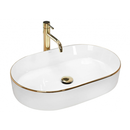 Умивальник (раковина) REA NADIA WHITE GOLD EDGE накладний