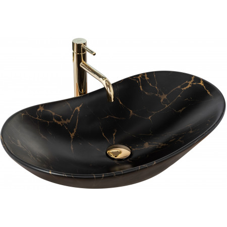 Умивальник (раковина) REA ROYAL 60 BLACK MARBLE MATТ накладний