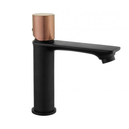 Змішувач для раковини (умивальника) MEXEN ROYO ONE BLACK ROSE GOLD низький