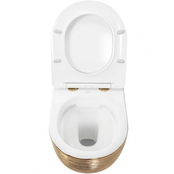 Підвісний унітаз REA CARLO FLAT BRUSH GOLD золотий