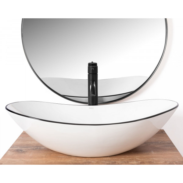 Умивальник (раковина) REA ROYAL WHITE BLACK EDGE накладний *