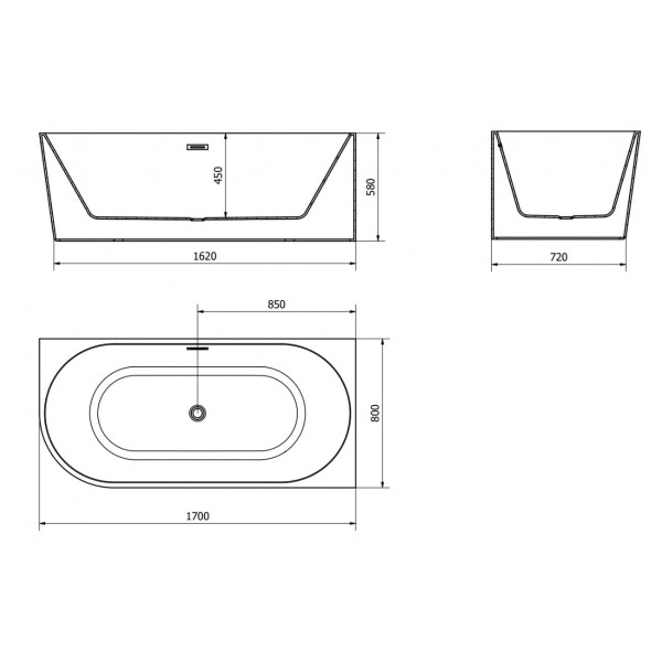 Ванна кутова MEXEN MIA 170x80 WHITE-B акрилова права