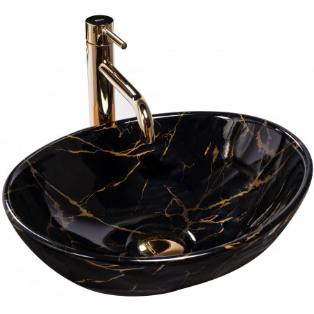 Умивальник (раковина) REA SOFIA BLACK MARBLE SHINY накладний