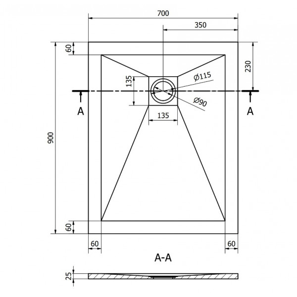 Душовий піддон MEXEN STONE+ 90x70 GREY