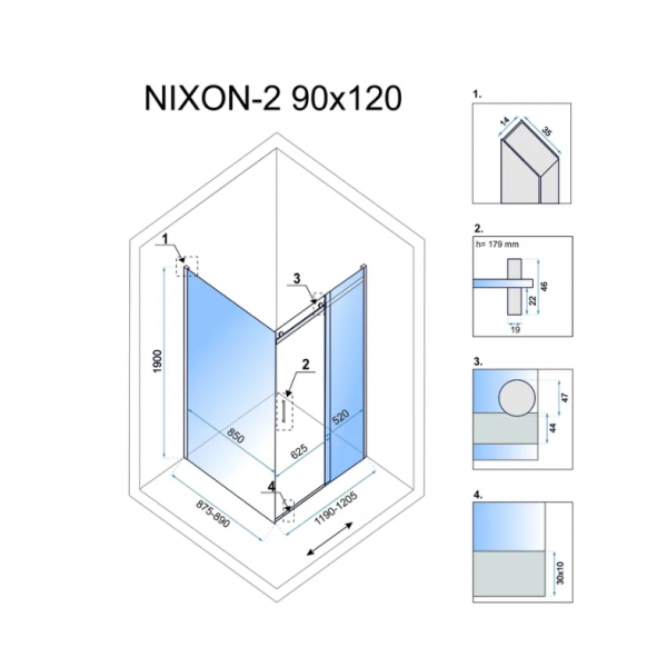 Душова кабіна REA NIXON 90х120 L CHROME