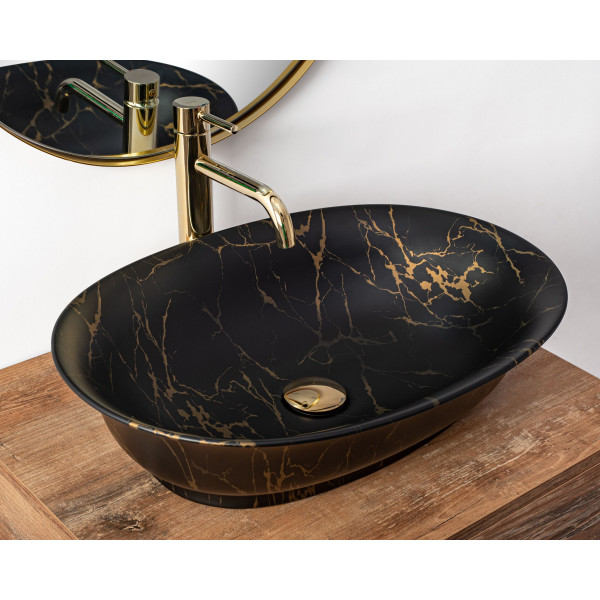 Умивальник (раковина) REA ROMA BLACK MARBLE MATТ накладний *