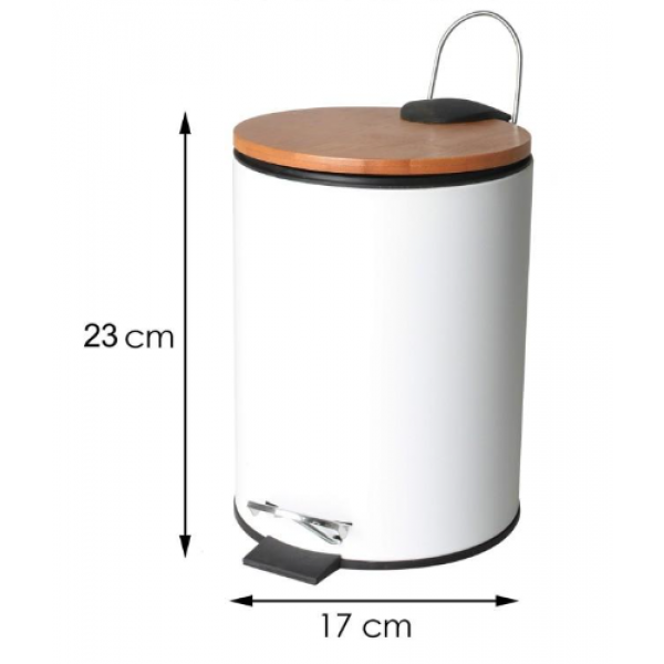 Кошик для сміття YOKA VINI WHITE BAMBOO 3л. для ванної кімнати *