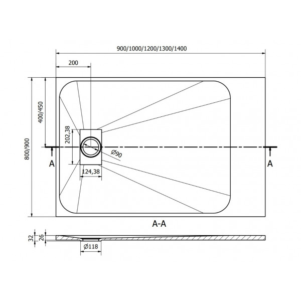 Душовий піддон MEXEN HUGO 140x90 GREY