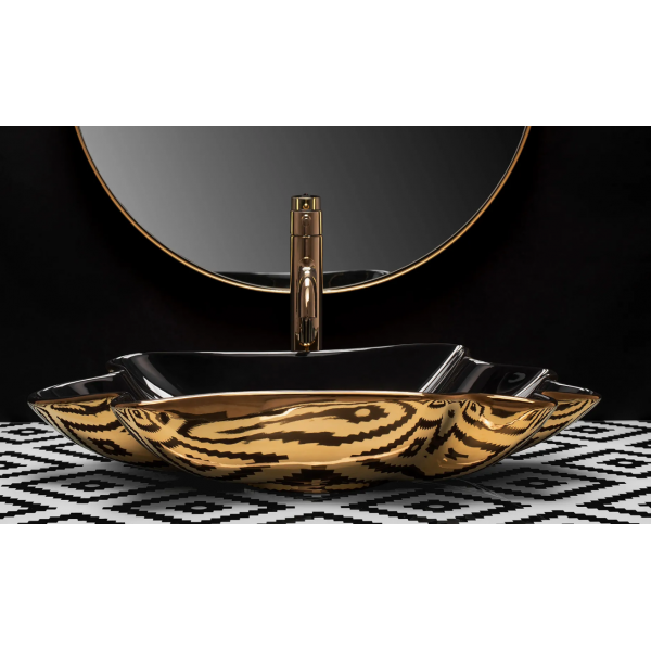 Умивальник (раковина) REA INFINITY GOLD BLACK накладний *