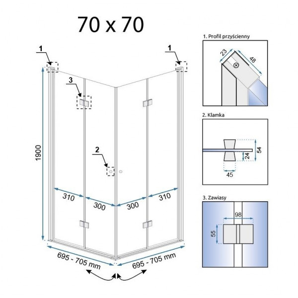Душова кабіна REA FOLD N2 70x70 CHROME