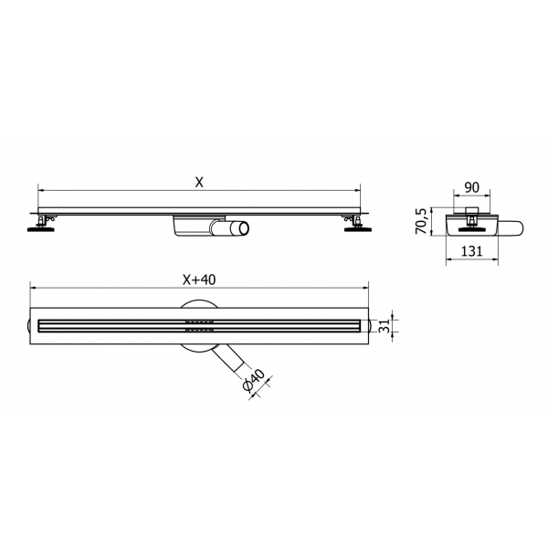 Трап для душу MEXEN FLAT 60 SLIM 360° сталь
