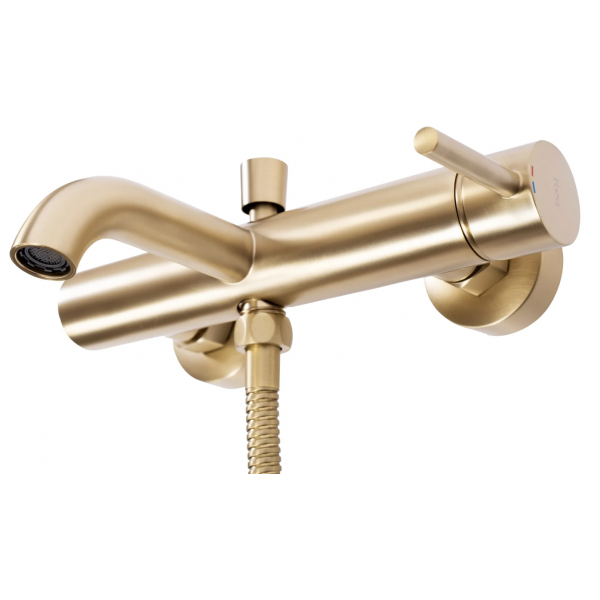 Змішувач для ванни та душу REA LUNGO BRUSHED GOLD настінний з виливом