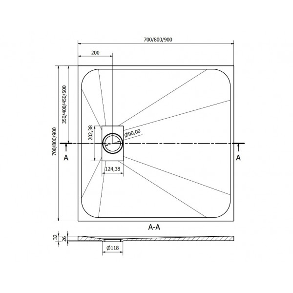 Душовий піддон MEXEN HUGO 80x80 GREY
