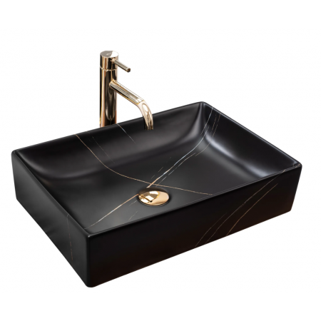 Умивальник (раковина) REA INGA BLACK MARBLE MATT накладний *