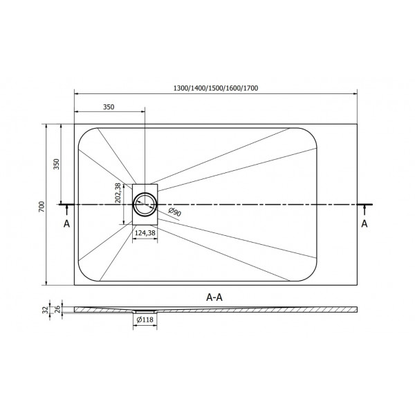 Душовий піддон MEXEN HUGO 140x70 BLACK