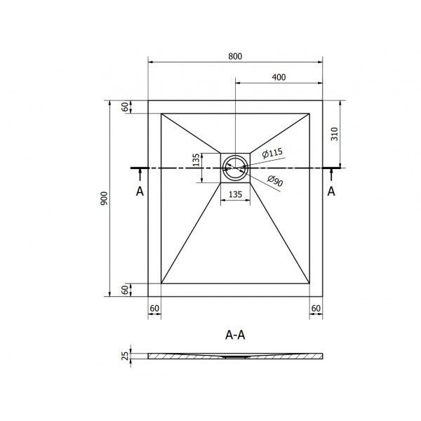 Душовий піддон MEXEN STONE+ 90x80 WHITE