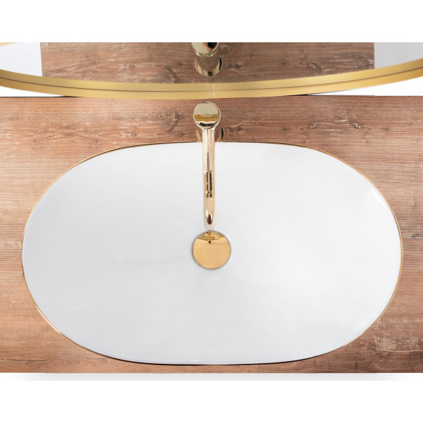 Умивальник (раковина) REA ROYAL WHITE GOLD EDGE накладний