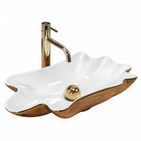 Умивальник (раковина) REA INFINITY GOLD WHITE накладний