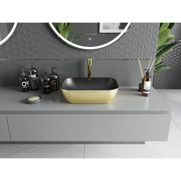 Умивальник (раковина) MEXEN RITA BRUSHED GOLD BLACK MATT накладний