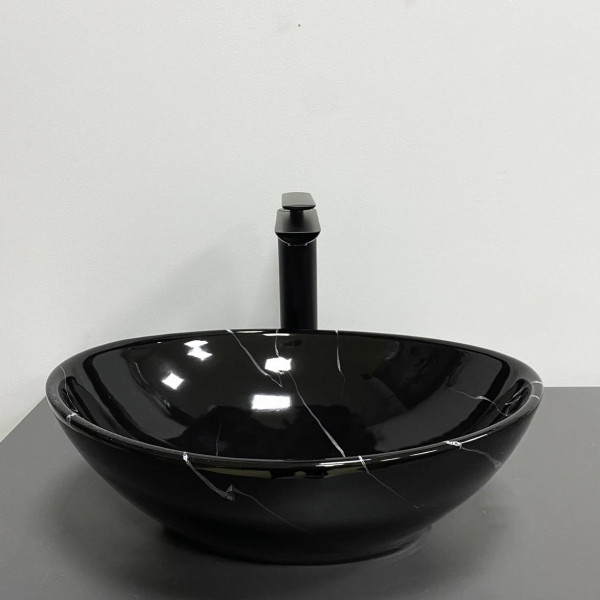 Умивальник (раковина) VBI PARMA BLACK MARMO GLOSSY накладний