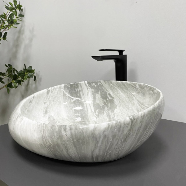 Умивальник (раковина) VBI RICCIA LIGHT STONE GLOSSY накладний