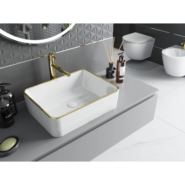 Умивальник (раковина) MEXEN CATIA WHITE GOLD EDGE накладний