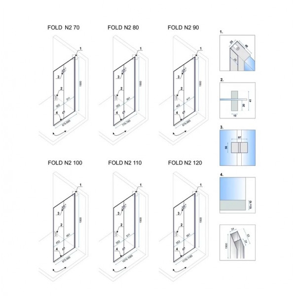 Душова кабіна REA FOLD N2 90х100 CHROME