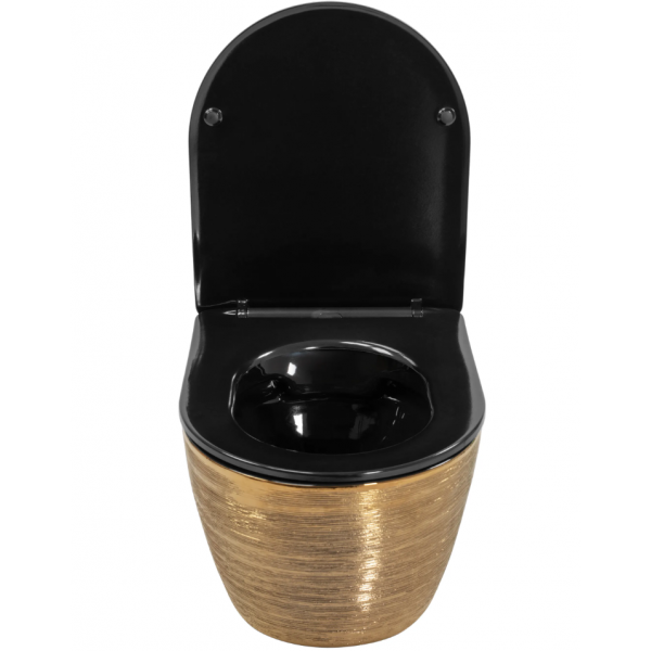 Підвісний унітаз REA CARLO FLAT BRUSHED GOLD BLACK золотий