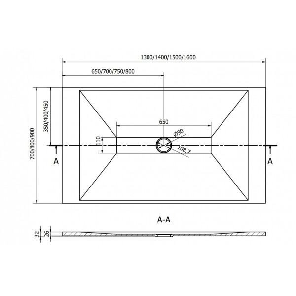 Душовий піддон MEXEN TORO 160x80 BLACK