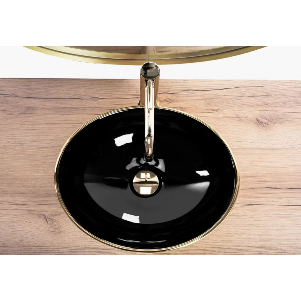 Умивальник (раковина) REA SOFIA BRUSHED GOLD BLACK накладний *