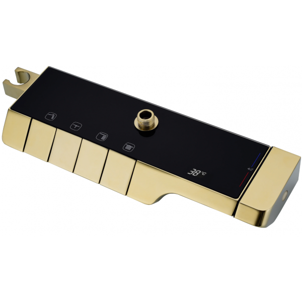 Душовий гарнітур REA ROB BRUSHED GOLD матове золото з термостатом та виливом
