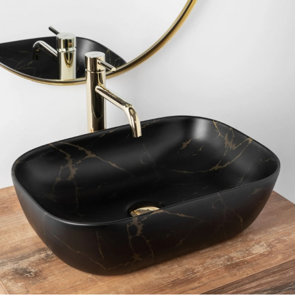 Умивальник (раковина) REA BELINDA BLACK MARBLE MATТ накладний