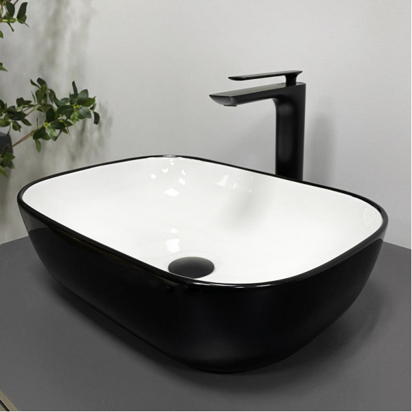 Умивальник (раковина) VBI RAVENNA BLACK WHITE GLOSSY накладний