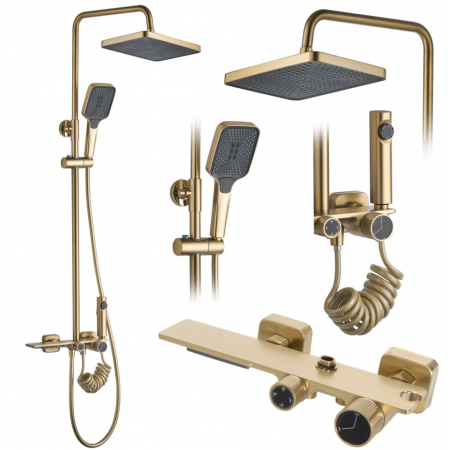 Душовий гарнітур REA HELIX BRUSHED GOLD матове золото з виливом