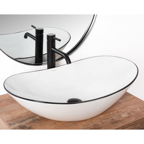 Умивальник (раковина) REA ROYAL WHITE BLACK EDGE накладний *