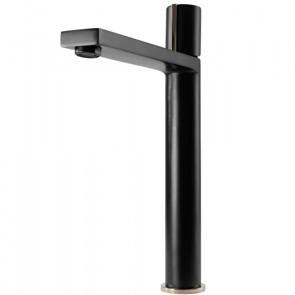 Змішувач для раковини (умивальника) REA ICON BLACK GOLD чорний високий