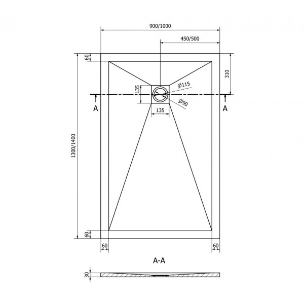 Душовий піддон MEXEN STONE+ 140x90 WHITE