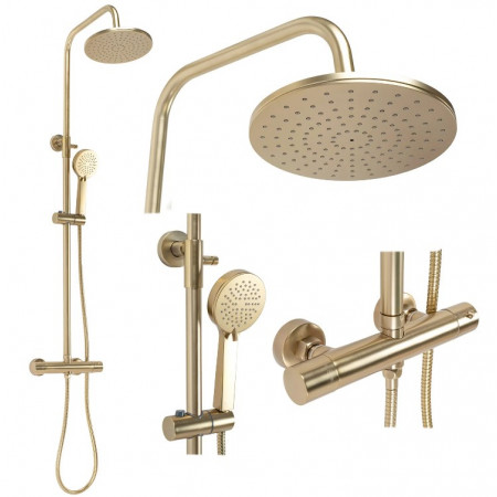 Душовий гарнітур REA PAROT BRUSHED GOLD матове золото з термостатом