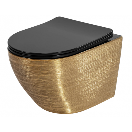 Підвісний унітаз REA CARLO FLAT BRUSHED GOLD BLACK золотий