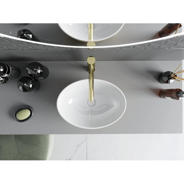 Умивальник (раковина) MEXEN ELZA BRUSHED GOLD WHITE накладний