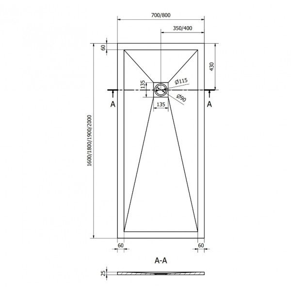 Душовий піддон MEXEN STONE+ 180x80 WHITE