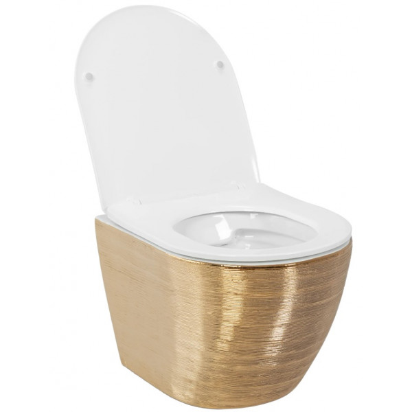 Підвісний унітаз REA CARLO FLAT BRUSH GOLD золотий