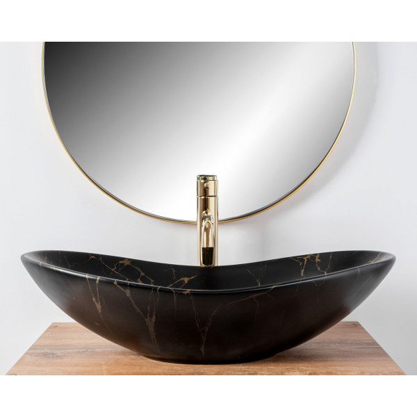 Умивальник (раковина) REA ROYAL 60 BLACK MARBLE MATТ накладний