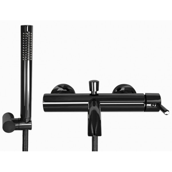 Змішувач для ванни та душу REA LUNGO BLACK GLOSSY настінний з виливом *