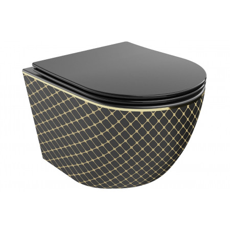 Підвісний унітаз MEXEN LENA BLACK MATT DIAMOND GOLD *