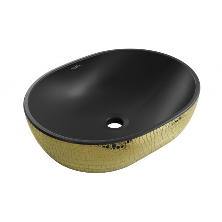 Умивальник (раковина) MEXEN VIKI GOLD BLACK MATT із візерунком накладної
