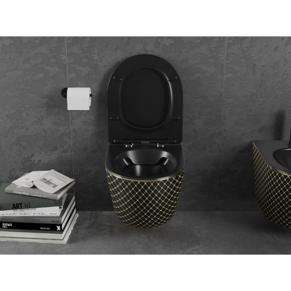 Підвісний унітаз MEXEN LENA BLACK MATT DIAMOND GOLD *