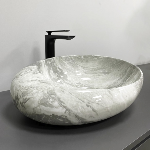 Умивальник (раковина) VBI RICCIA LIGHT STONE GLOSSY накладний