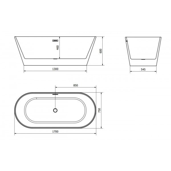 Ванна окрема MEXEN FLAVIA 170x80 WHITE акрилова
