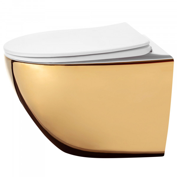Підвісний унітаз REA CARLO FLAT MINI GOLD WHITE